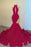 Fuchsia High Neck Sleeveless Mermaid Long Prom Dress With Sequins