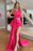 Fuchsia Prom Dress with Trail Sleeveless Charmeuse High Slit