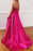 Fuchsia Strapless Prom Dress with Pockets Side Split