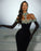 Glamorous Black Mermaid Prom Dress with Elegant Half Sleeves and Halter Neckline