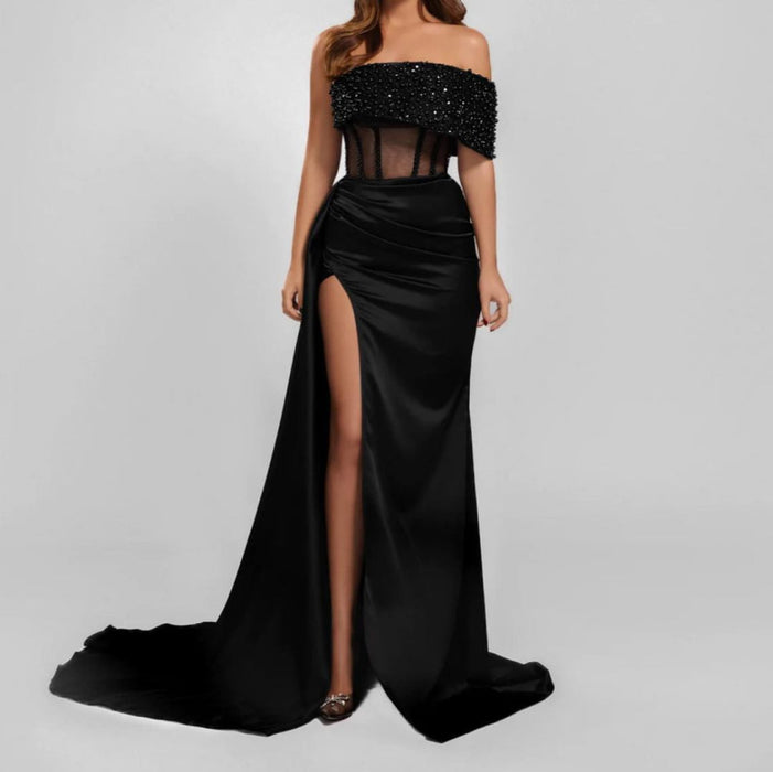 Glamorous Black Strapless Sequin Mermaid Prom Dress