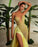 Glamorous Bright Yellow Sweetheart Prom Dress with High Slit and Beads