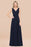 Bridelily Glamorous Chiffon V-Neck Sleeveless Burgundy Bridesmaid Dress with Draped Back