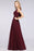 Bridelily Glamorous Chiffon V-Neck Sleeveless Burgundy Bridesmaid Dress with Draped Back