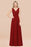 Bridelily Glamorous Chiffon V-Neck Sleeveless Burgundy Bridesmaid Dress with Draped Back