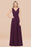 Bridelily Glamorous Chiffon V-Neck Sleeveless Burgundy Bridesmaid Dress with Draped Back