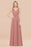 Bridelily Glamorous Chiffon V-Neck Sleeveless Burgundy Bridesmaid Dress with Draped Back