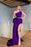 Glamorous Fuchsia Charmeuse Prom Dress with Flowing Train and Daring High Slit