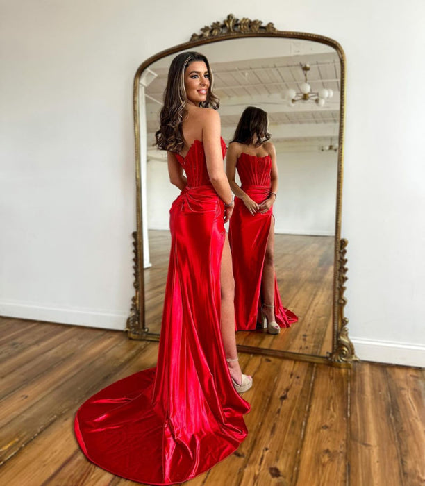 Glamorous Fuchsia Prom Gown with Stunning Appliques and Daring Slit