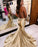 Glamorous Golden Sleeveless V-Neck Backless Mermaid Prom Dress