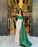 Glamorous Green Off-the-Shoulder Sequined Prom Dress with Slit