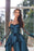 Glamorous Ink Blue Half Sleeves Prom Dress with Strapless High Slit Gown