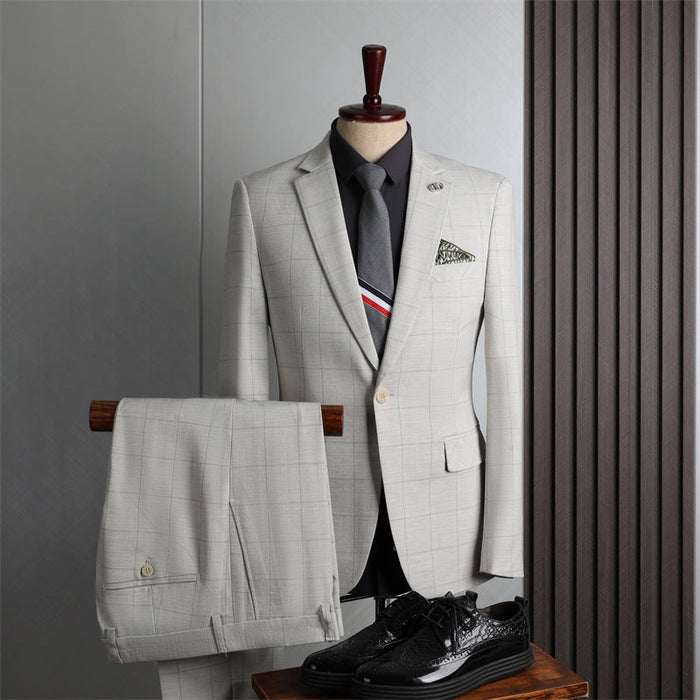 Payne Glamorous Light Gray Notched Lapel Two Piece Business Suits