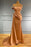 Glamorous Mermaid Evening Gown with Off-the-Shoulder Ruffles and Beaded Details