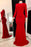 Glamorous Mermaid Red Prom Gown with Long Sleeves and Open Back