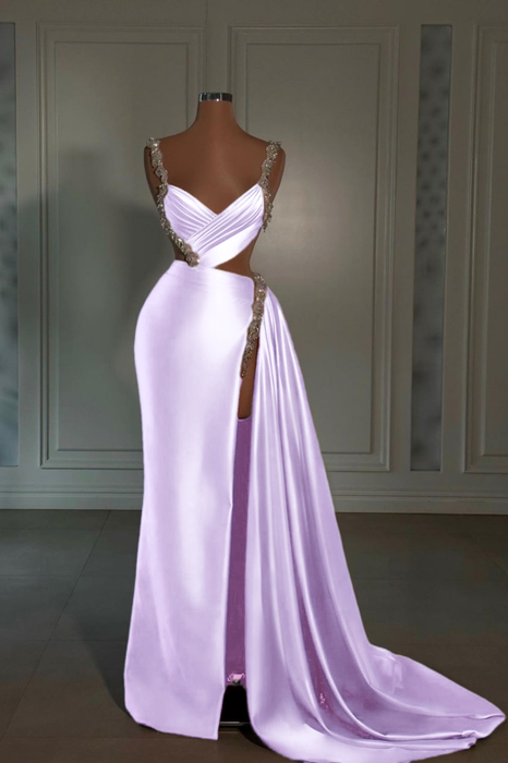 Glamorous Pink Prom Dress Sweetheart Spaghetti Strap with High Slit Trail - Prom Dresses
