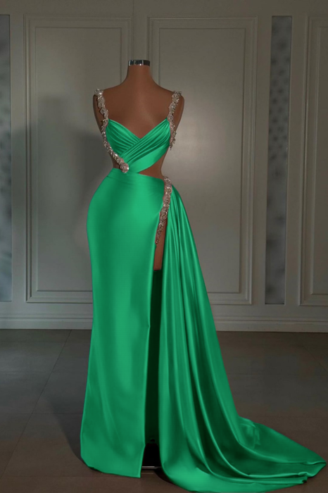 Glamorous Pink Prom Dress Sweetheart Spaghetti Strap with High Slit Trail - Prom Dresses
