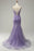 Glamorous Purple Applique Spaghetti Strap Mermaid Prom Dress