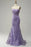 Glamorous Purple Applique Spaghetti Strap Mermaid Prom Dress