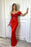 Glamorous Red Jewel Mermaid Prom Dress with Pleats