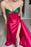 Glamorous Red Sweetheart Mermaid Prom Gown with Daring Split