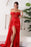 Glamorous Scarlet Mermaid Prom Gown with Off-the-Shoulder Sweetheart Neckline and Thigh-High Split