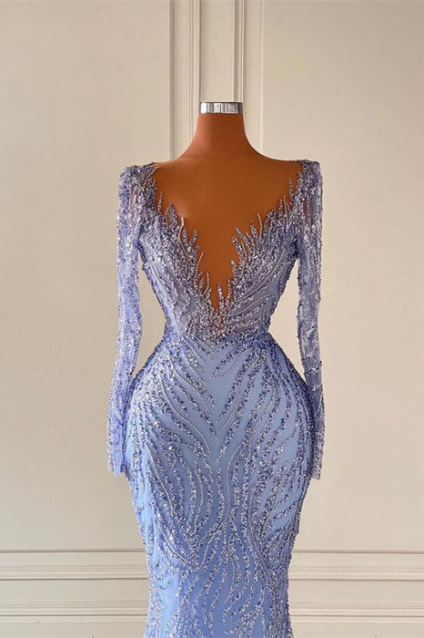 Glamorous V-Neck Mermaid Evening Gown with Sparkling Sequins and Beadings