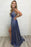 Glamorous V-Neck Slit Prom Dress with Spaghetti Straps