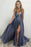 Glamorous V-Neck Slit Prom Dress with Spaghetti Straps