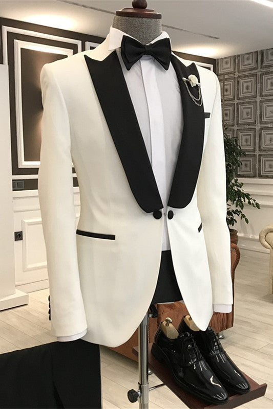 Davis Glamorous White Peaked Lapel Two Pieces Prom Suits