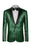 Emmanuel Modern Deep Green Peaked Lapel Sequins Men Suits For Prom