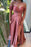 Glorious Dusty Pink Off-The-Shoulder Evening Front Split Prom Dress with Sweetheart Neckline