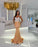 Gold Sequin Long Sweetheart Pleated Sleeveless Mermaid Prom Dress