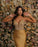 Golden Spaghetti-Straps V-Neck Mermaid Prom Dress with Beads Sequins