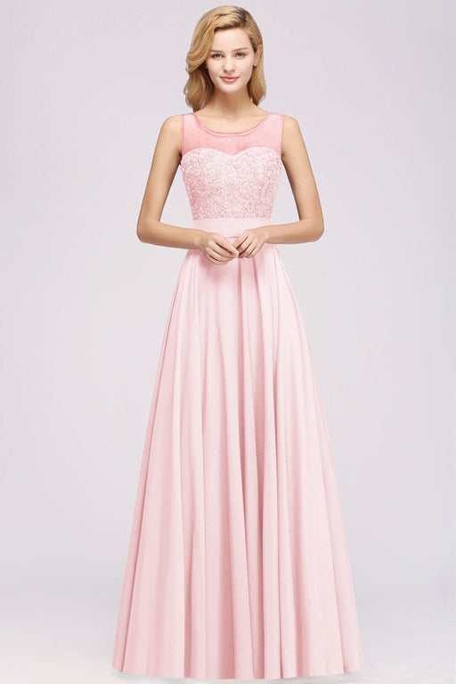 Bridelily Gorgeous Lace Jewel Affordable Pink Bridesmaid Dress with Beadings