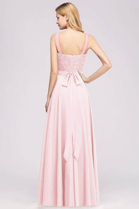 Bridelily Gorgeous Lace Jewel Affordable Pink Bridesmaid Dress with Beadings