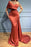 Gorgeous Long Sleeves High Neck Crystal Mermaid Prom Dress with Ruffles