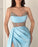 Gorgeous Sky Blue Strapless Mermaid Prom Dress with Beadings Split