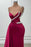 Gorgeous V-Neck Strapless Sleeveless Side Hollow Column Ruched Satin Evening Dress