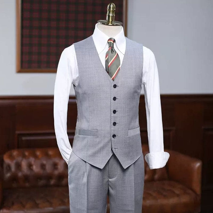 Boyd Formal Gray Notched Lapel Three Pieces Business Suits