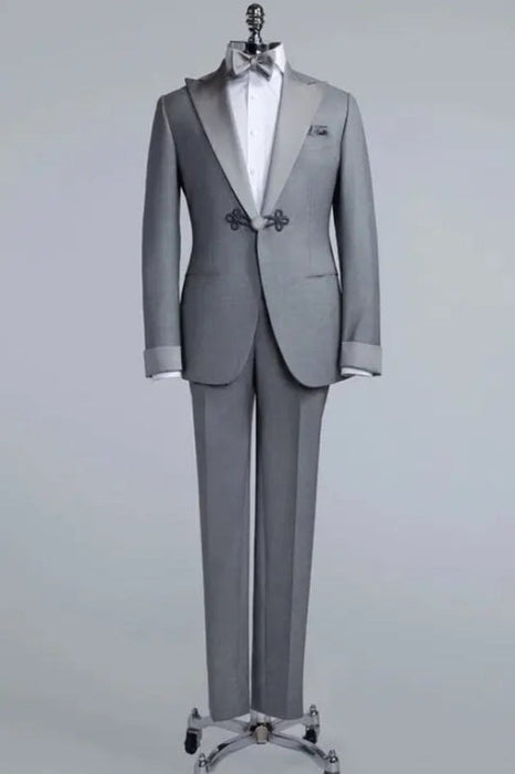 Addison Gray Peaked Lapel New Arrival Two Pieces Prom Suits