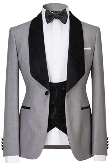 Arnold Bespoke Gray Shawl Lapel Three Pieces Men Suits For Wedding