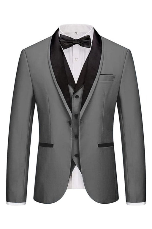 Gavin Bespoke Gray Three Pieces Shawl Lapel Wedding Suits