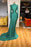 Green High Neck Long Sleeves Mermaid Prom Dress with Ruffle