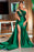 Green One-Shoulder Sequins Mermaid Prom Dress with Split