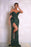 Green Prom Dress Sequins Off-the-Shoulder V-Neck with High Slit