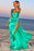 Green V-Neck Sleeveless Mermaid Prom Dress with Split