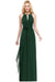 Halter Chiffon Aline Bridesmaid Dress with Sash Elegant Floor Length Formal Dress - Dark Green / US 2 - Prom Dresses