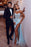 Halter One Shoulder Long Sleeve Sweetheart Mermaid Prom Dress with Sequins