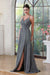 Halter Prom Dress with High Slit Sleeveless Pleated Glitter V-neck Party Dress with Pocket - Prom Dresses